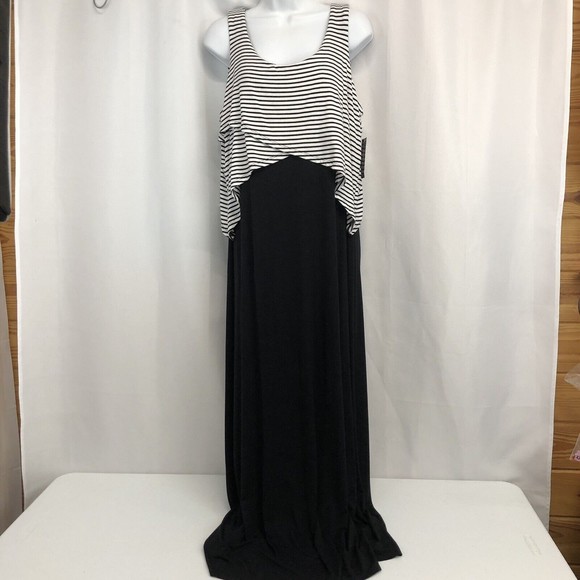 Style Co Womens Black White Medium Lagenlook Maxi Tank Sleeveless Long Dress NWT - Picture 13 of 13